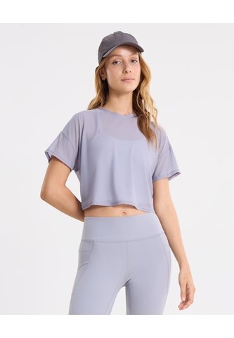 Camiseta Manga Corta En Mesh  Para Mujer Gris Atmos Atmos