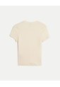 Camiseta Acanalada Con Cortes  Para Mujer Marfil Atmos de Atmos