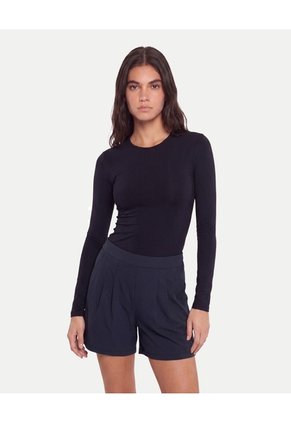 Camiseta Manga Larga Skimfit Para Mujer Negro Atmos
