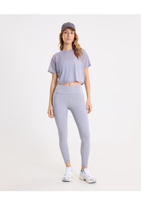 Camiseta Manga Corta En Mesh  Para Mujer Gris Atmos