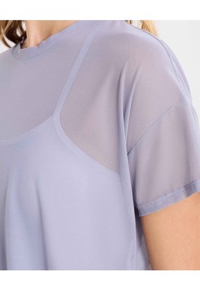 Camiseta Manga Corta En Mesh  Para Mujer Gris Atmos