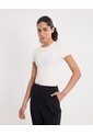 Camiseta Acanalada Con Cortes  Para Mujer Marfil Atmos de Atmos