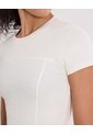 Camiseta Acanalada Con Cortes  Para Mujer Marfil Atmos de Atmos