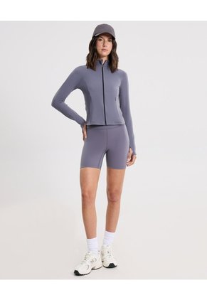 Buzo Cuello Alto Training Ajustado  Para Mujer Gris Atmos