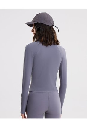 Buzo Cuello Alto Training Ajustado  Para Mujer Gris Atmos