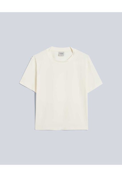 Camiseta Para Mujer Manga Corta Cuello Redondo Color Marfil Marca Atmos #31090215