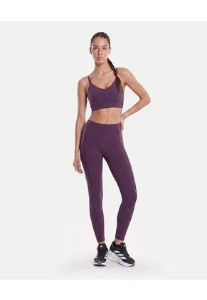 Leggins Regular Piping Contraste  Para Mujer Morado Atmos