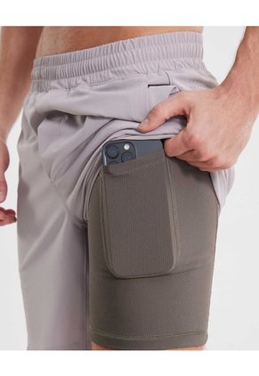 Short Training Largo Con Biker Para Hombre Gris Atmos