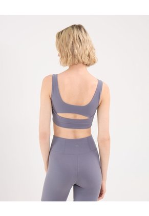 Top Soporte Medio Con Cut Out Aerius Skin  Para Mujer Gris Atmos