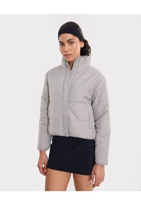 Chaqueta Acolchada Cuello Alto Para Mujer Gris Atmos