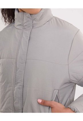 Chaqueta Acolchada Cuello Alto Para Mujer Gris Atmos