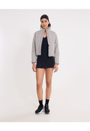 Chaqueta Acolchada Cuello Alto Para Mujer Gris Atmos