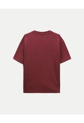 Camiseta Para Hombre Manga Corta Cuello Redondo Color Vino Marca Atmos #32090223
