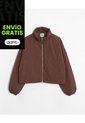 Chaqueta Crop Cuello Alto Ligera Para Mujer  Deportiva  Color Café Marca Atmos de Atmos