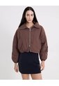 Chaqueta Crop Cuello Alto Ligera Para Mujer  Deportiva  Color Café Marca Atmos de Atmos