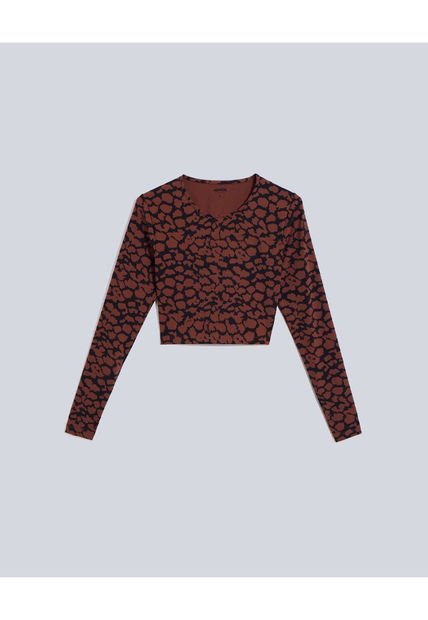Crop Top Para Mujer Manga Larga Color Café  Marca Atmos #31090185