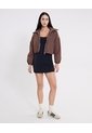 Chaqueta Crop Cuello Alto Ligera Para Mujer  Deportiva  Color Café Marca Atmos de Atmos