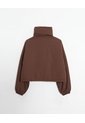 Chaqueta Crop Cuello Alto Ligera Para Mujer  Deportiva  Color Café Marca Atmos de Atmos