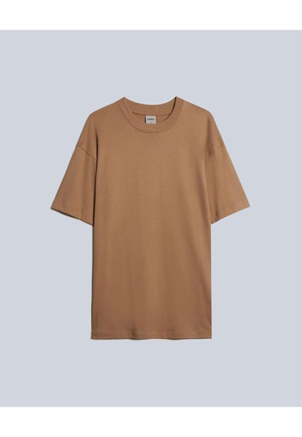 Camiseta Para Hombre Manga Corta Cuello Redondo Color Camel Marca Atmos #32090176