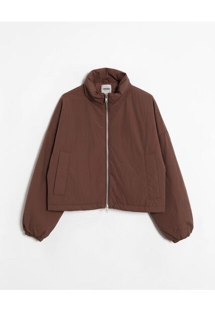 Chaqueta Crop Cuello Alto Ligera  Para Mujer Café Atmos