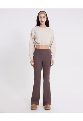 Pantalón Flare Tela Técnica Fluida Para Mujer Café Atmos