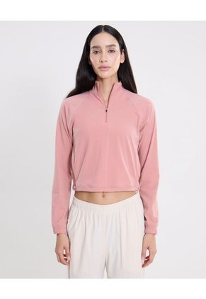 Buzo Cuello Alto Con Bolsillos Para Mujer  Deportiva  Color Rosa Marca Atmos