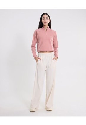 Buzo Cuello Alto Con Bolsillos Para Mujer  Deportiva  Color Rosa Marca Atmos
