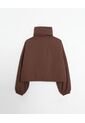 Chaqueta Crop Cuello Alto Ligera  Para Mujer Café Atmos de Atmos