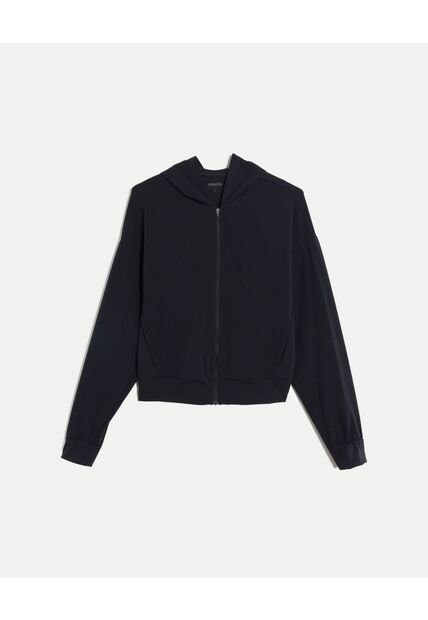 Buzo Crop Con Capota  Para Mujer Negro Atmos