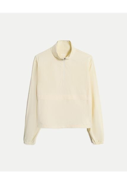 Chaqueta Rompevientos Half Zipper  Para Mujer Beige Atmos