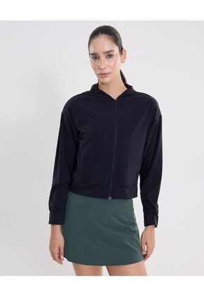 Buzo Crop Con Capota  Para Mujer Negro Atmos