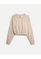 Buzo Crop Cuello Redondo  Para Mujer Beige Atmos de Atmos