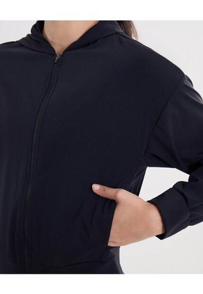 Buzo Crop Con Capota  Para Mujer Negro Atmos