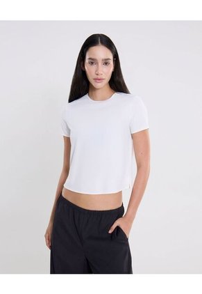 Camiseta Manga Corta Boxy  Para Mujer Blanco Atmos