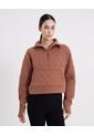 Chaqueta Acolchada Half Zipper Fit Relajado  Para Mujer Café Atmos de Atmos