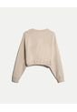 Buzo Crop Cuello Redondo  Para Mujer Beige Atmos de Atmos