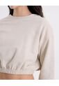 Buzo Crop Cuello Redondo  Para Mujer Beige Atmos de Atmos