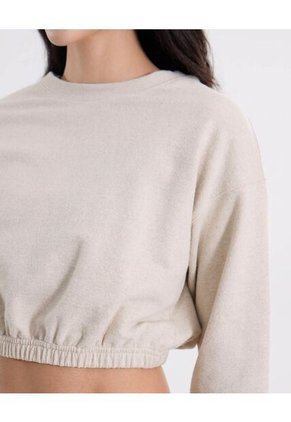 Buzo Crop Cuello Redondo Para Mujer  Deportiva  Color Beige Marca Atmos