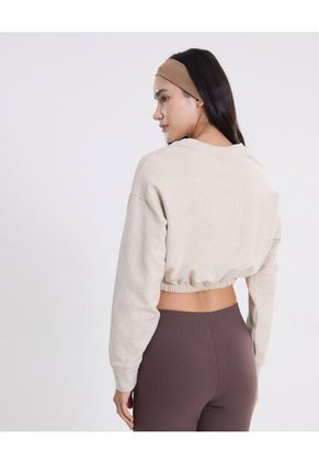 Buzo Crop Cuello Redondo Para Mujer  Deportiva  Color Beige Marca Atmos