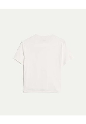 Camiseta Manga Corta Boxy  Para Mujer Blanco Atmos