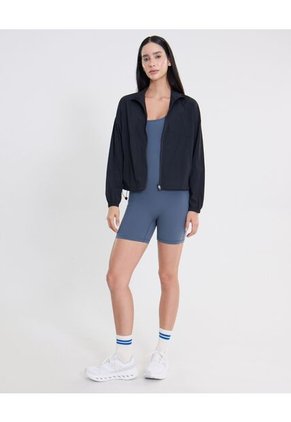 Chaqueta Rompevientos Con Elástico En Inferior  Para Mujer Negro Atmos