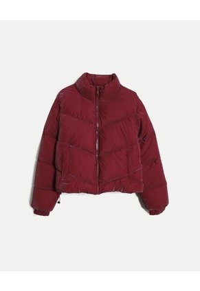 Chaqueta Acolchada Cuello Alto Para Mujer Vino Atmos