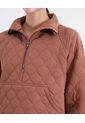 Chaqueta Acolchada Half Zipper Fit Relajado  Para Mujer Café Atmos de Atmos