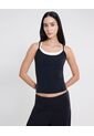 Camiseta Tank Doble Top Contraste Aerius Skin  Para Mujer Negro Atmos de Atmos