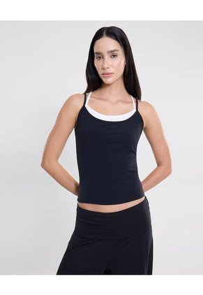 Camiseta Tank Doble Top Contraste Aerius Skin Para Mujer  Deportiva  Color Negro Marca Atmos