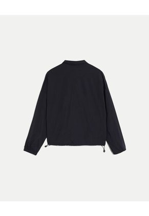 Chaqueta Rompevientos Con Elástico En Inferior  Para Mujer Negro Atmos