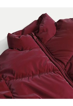 Chaqueta Acolchada Cuello Alto Para Mujer Vino Atmos