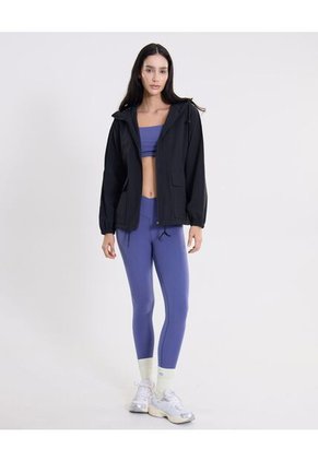 Chaqueta Rompevientos Oversize Con Capota  Para Mujer Negro Atmos