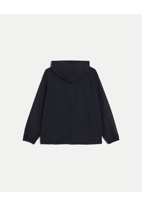 Chaqueta Rompevientos Oversize Con Capota  Para Mujer Negro Atmos