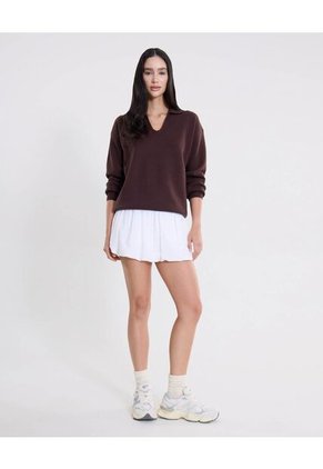 Saco Tejido Cuello V Estructurado Para Mujer Crema Atmos